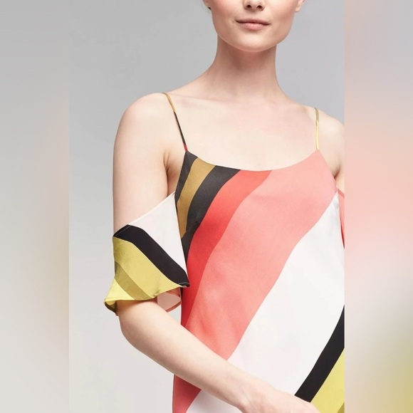 Anthropologie Madison Silk Off The Shoulder Midi Dress SZ 4 Seen Worn Kept - Picture 4 of 13